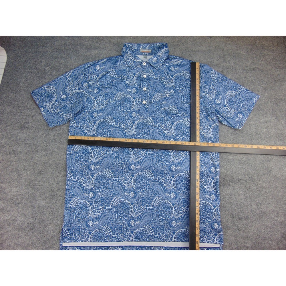 Peter Millar Polo Shirt Mens Large Summer Comfort Blue Paisley Short Sleeve Golf - Picture 4 of 8